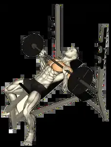 Starting position for the Barbell Incline Bench Press