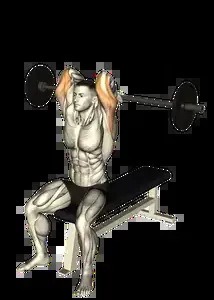 Starting position for the Barbell Overhead Triceps Extension