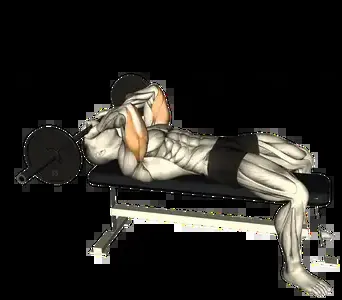 Starting position for the Barbell Skull Crusher