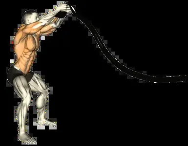 Starting position for the Battle Rope Slams