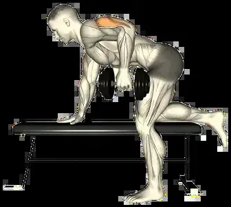 Starting position for the Dumbbell Triceps Kickback