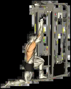 Starting position for the Half-Kneeling Single-Arm Lat Pulldown