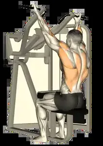 Starting position for the Machine Lat Pulldown