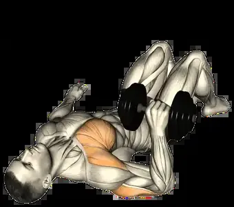 Starting position for the Single-Arm Dumbbell Floor Press